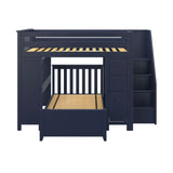 71-871-131 : Bunk Beds Full over Twin L-Shaped Bunk with Staircase + Desk + Storage, Blue