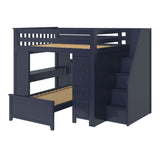 71-871-131 : Bunk Beds Full over Twin L-Shaped Bunk with Staircase + Desk + Storage, Blue
