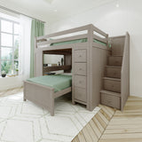 71-871-152 : Bunk Beds Full over Twin L-Shaped Bunk with Staircase + Desk + Storage, Stone