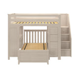 71-871-152 : Bunk Beds Full over Twin L-Shaped Bunk with Staircase + Desk + Storage, Stone