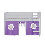 71-886-002 : Loft Beds Twin Play Loft with Purple/White Curtain, White