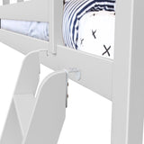 71-886-002 : Loft Beds Twin Play Loft with Purple/White Curtain, White