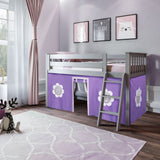 71-886-121 : Loft Beds Twin Play Loft with Purple/White Curtain, Grey