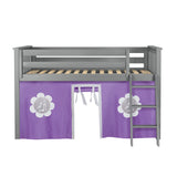 71-886-121 : Loft Beds Twin Play Loft with Purple/White Curtain, Grey