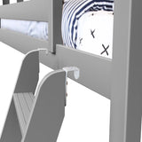 71-886-121 : Loft Beds Twin Play Loft with Purple/White Curtain, Grey