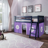 71-886-131 : Loft Beds Twin Play Loft with Purple/White Curtain, Blue