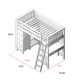 71-900-152 : Loft Beds Loft Bed Storage Study, Stone