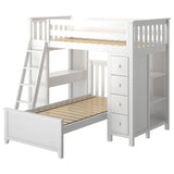 71-901-002 : Loft Beds Loft Bed Storage Study + Twin Bed, White