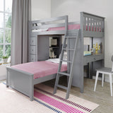 71-901-121 : Loft Beds Loft Bed Storage Study + Twin Bed, Grey