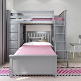71-901-121 : Loft Beds Loft Bed Storage Study + Twin Bed, Grey