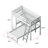 71-911-002 : Loft Beds All in One Study Loft Bed + Twin Bed, White