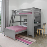 71-911-121 : Loft Beds All in One Study Loft Bed + Twin Bed, Grey