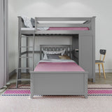 71-911-121 : Loft Beds All in One Study Loft Bed + Twin Bed, Grey