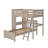 71-911-152 : Loft Beds All in One Study Loft Bed + Twin Bed, Stone