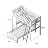 71-911-152 : Loft Beds All in One Study Loft Bed + Twin Bed, Stone