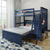 71-912-131 : Loft Beds All in One Study Loft Bed + Full Bed, Blue