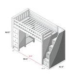 71-950-002 : Loft Beds Staircase Loft Bed Storage, White