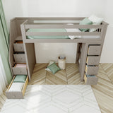 71-950-152 : Loft Beds Staircase Loft Bed Storage, Stone