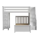 71-951-002 : Loft Beds Staircase Loft Bed Storage + Twin Bed, White