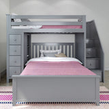 71-952-121 : Loft Beds Staircase Loft Bed Storage + Full Bed, Grey