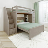 71-952-152 : Loft Beds Staircase Loft Bed Storage + Full Bed, Stone