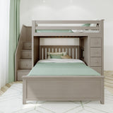 71-952-152 : Loft Beds Staircase Loft Bed Storage + Full Bed, Stone