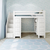 71-955-002 : Loft Beds Staircase Loft Bed Storage + Storage, White