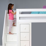 71-955-002 : Loft Beds Staircase Loft Bed Storage + Storage, White