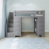 71-955-121 : Loft Beds Staircase Loft Bed Storage + Storage, Grey