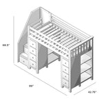 71-955-131 : Loft Beds Staircase Loft Bed Storage + Storage, Blue