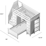 71-956-121 : Loft Beds Staircase Loft Bed Storage Storage + Twin Bed, Grey
