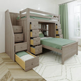 71-956-152 : Loft Beds Staircase Loft Bed Storage Storage + Twin Bed, Stone