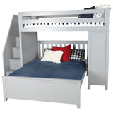 71-962-121 : Loft Beds Staircase Loft Bed Desk + Full Bed, Grey
