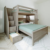 71-962-152 : Loft Beds Staircase Loft Bed Desk + Full Bed, Stone