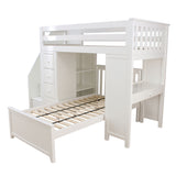 71-971-002 : Loft Beds Staircase Loft Bed Desk + Dresser/Twin, White