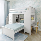 71-971-002 : Loft Beds Staircase Loft Bed Desk + Dresser/Twin, White