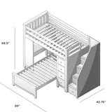 71-971-121 : Loft Beds Staircase Loft Bed Desk + Dresser/Twin, Grey