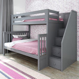 71-983-121 : Bunk Beds Twin/Full Staircase Bunk, Grey