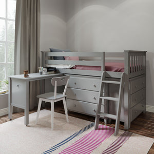 Twin-Size Storage Loft Bed with Two Dressers and Desk