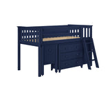 71S-L3D3DDK-131 : Loft Beds Twin Storage Loft Bed with Two Dressers and Desk, Blue