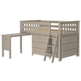 71S-L3D3DDK-152 : Loft Beds Twin Storage Loft Bed with Two Dressers and Desk, Stone