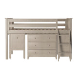 71S-L3D3DDK-152 : Loft Beds Twin Storage Loft Bed with Two Dressers and Desk, Stone