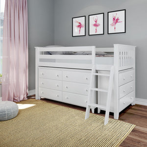 Twin-Size Storage Loft Bed with Two Dressers