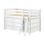 71S-L3D6D-002 : Loft Beds Twin Storage Loft Bed with Two Dressers, White
