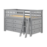 71S-L3D6D-121 : Loft Beds Twin Storage Loft Bed with Two Dressers, Grey