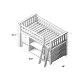 71S-L3DBKDK-002 : Loft Beds Twin Storage Loft Bed with Dresser, Bookcase and Desk, White