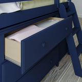 71S-L3DBKDK-131 : Loft Beds Twin Storage Loft Bed with Dresser, Bookcase and Desk, Blue