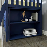 71S-L3DBKDK-131 : Loft Beds Twin Storage Loft Bed with Dresser, Bookcase and Desk, Blue