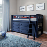 71S-L6DBK-131 : Loft Beds Twin Storage Loft Bed with Dresser and Bookcase, Blue