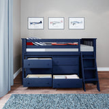 71S-L6DBK-131 : Loft Beds Twin Storage Loft Bed with Dresser and Bookcase, Blue